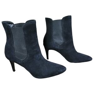 Ralph Lauren Ankle Boots Womens 6.5 B Black Suede Pull On High Heel‎ Stiletto 3"